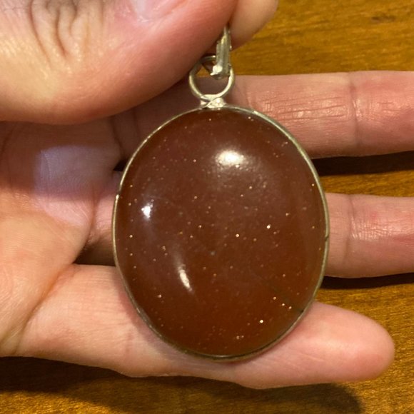 Natural Red Sparkling Sandstone Pendant. - Picture 2 of 6